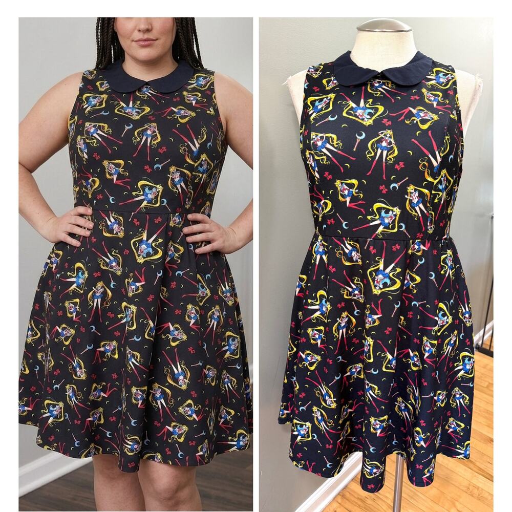 Hot Topic Sailor Moon Crystal Skater Mini Dress Plus Size 0 Anime Moon Stick New